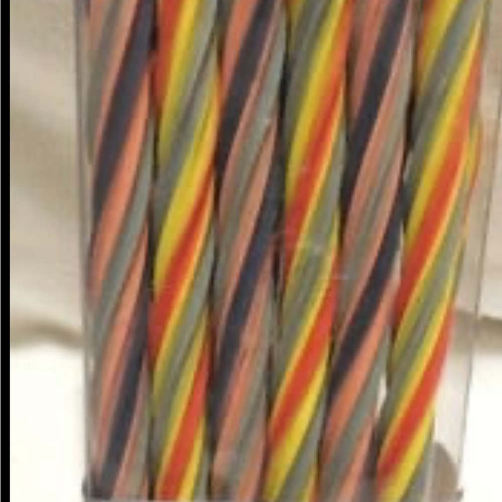 Spiral Stripe Decorative Candles in Yellow, Orange & Black